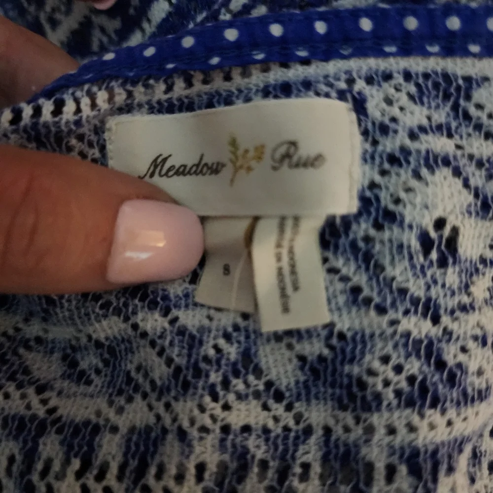 Anthropologie Meadow Rue Blue/White Boho Top Size Small - Picture 3 of 3